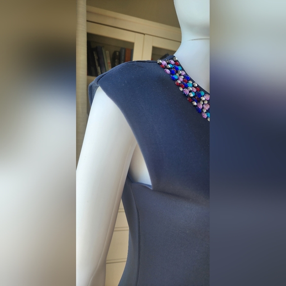 Multi-colored gem collar navy blue dress! - Picture 6 of 9
